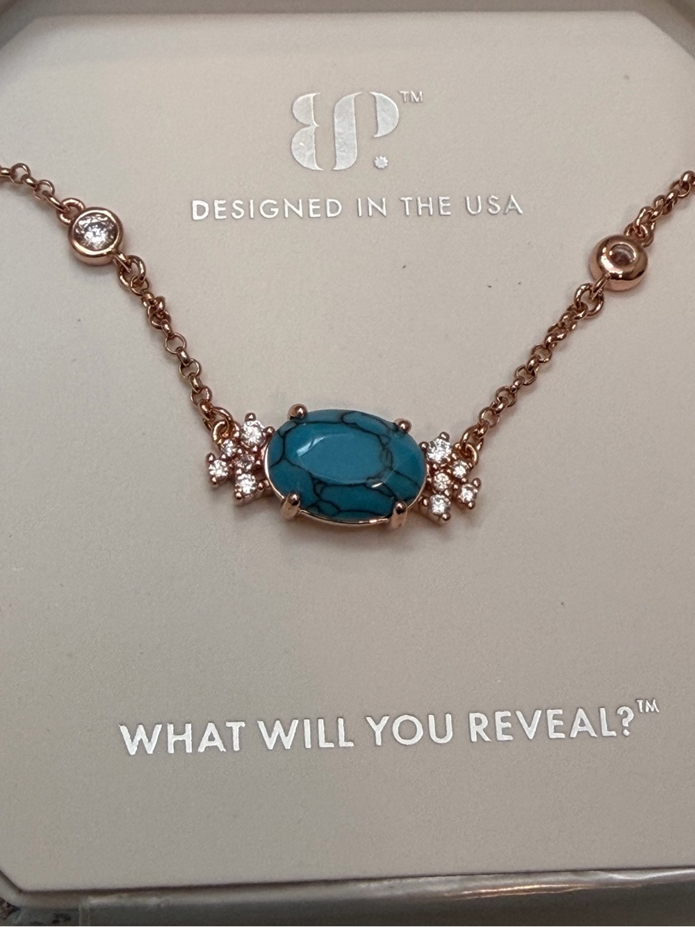 BP DECEMBER 2025 Necklace with Turquoise Stone and Crystal Accents